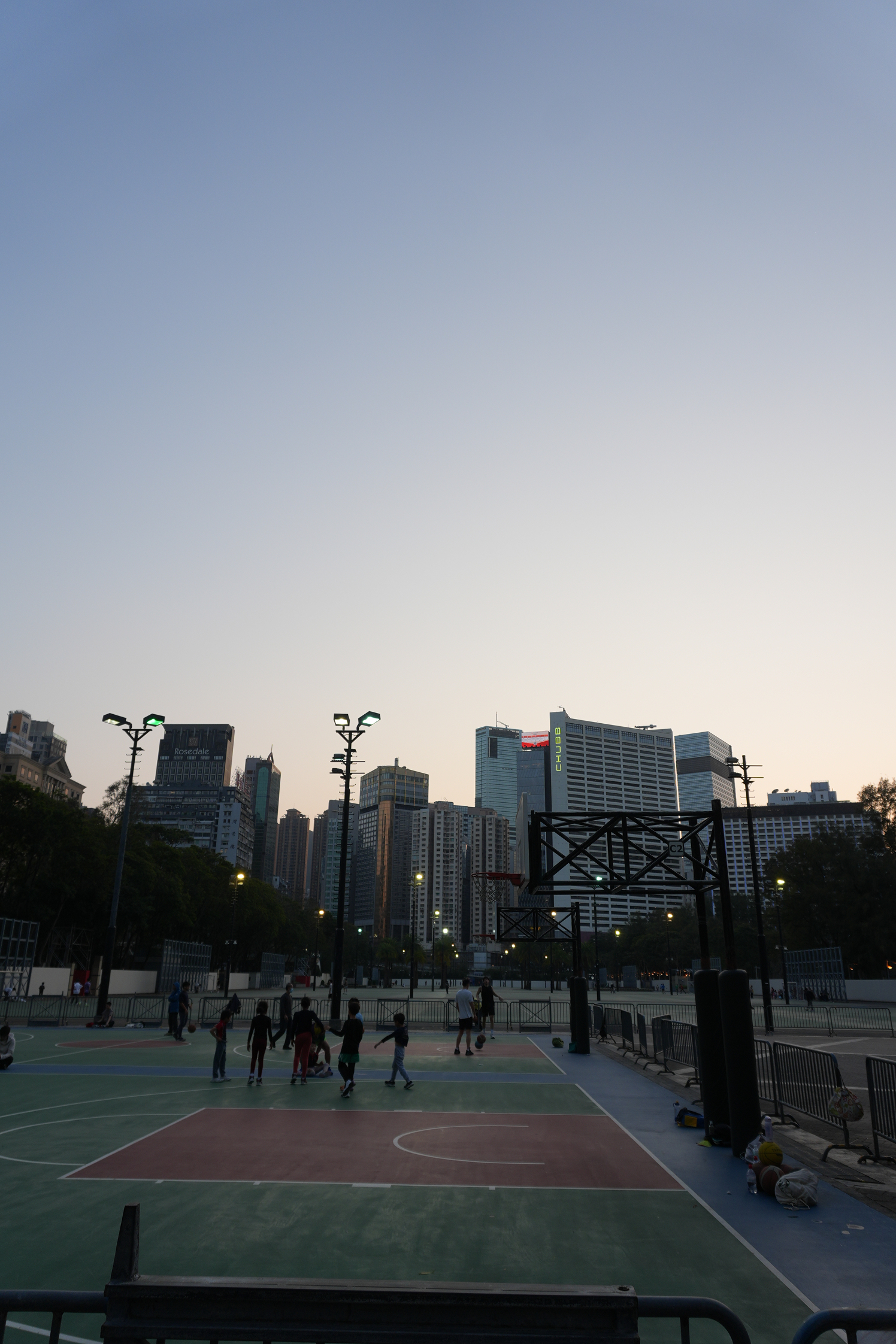 Evening at a basketball court
