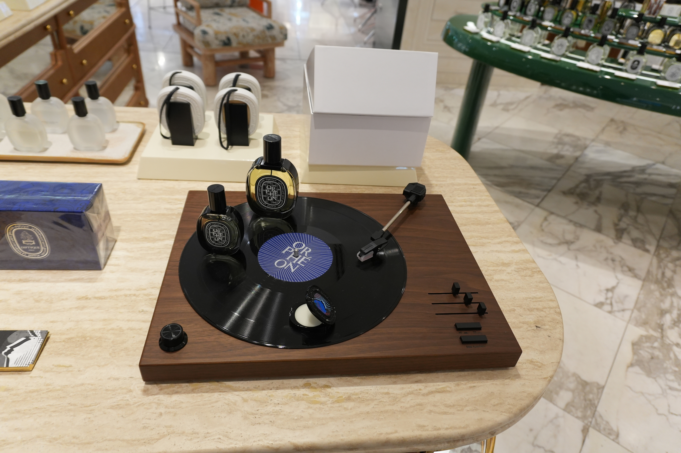 Record player at the Diptyque store